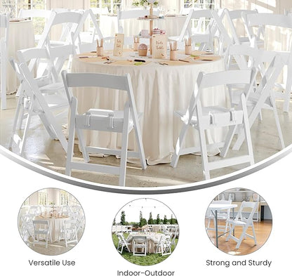 Flash Furniture HERCULES Kids Folding Chairs with Padded Seats | Set of 2 White Resin Folding Chair with Vinyl Padded Seat for Kids