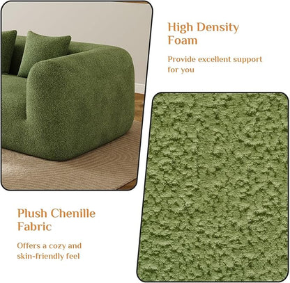 120'' Oversized Sectional Couches for Living Room Boneless Modular Sectional Sofa Plush Chenille Cloud Modular Couch Modern Sectionals with Deep Seat, No Assembly Required, 4 Seater, Green