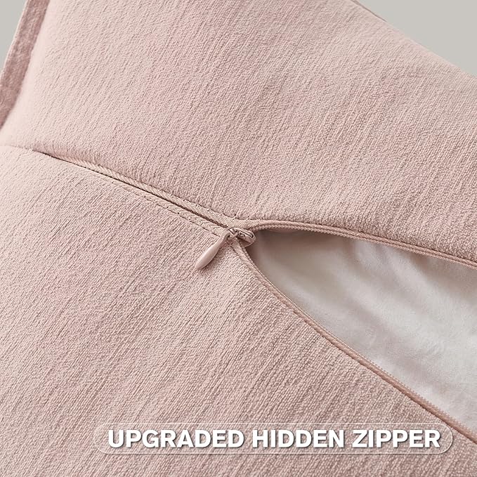 FUTEI Pink Chenille Throw Pillow Covers 12x20 Inch Set of 2,Edges Double-Stitched Lumbar Pillow Cases,Modern Home Decor for Couch Living Room