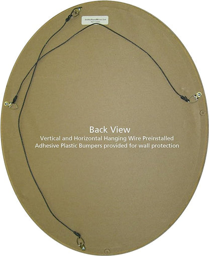 OVALCREST Oval Beveled Wall Mirror for Home Decor - Florence Style - Silver Leaf with Brown Antique - 34" x 24"