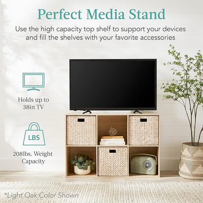 Best Choice Products 6-Cube Storage Organizer, 13.5in Shelf Opening, Bookcase, Display Shelf, Customizable w/ 3 Removable Back Panels – Dark Gray