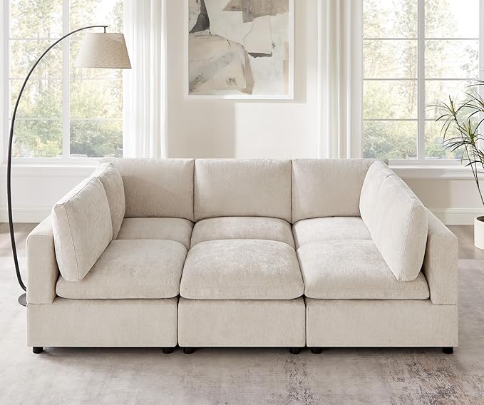VANOMi Modular Sectional Sofa, Convertible Sofa Couch Modular Sofa with Ottoman, Sectional Sofas for Living Room Small Apartments