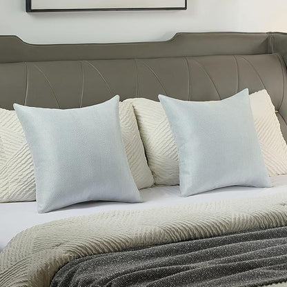 FUTEI Light Blue Chenille Throw Pillow Covers 12x20 Inch Set of 2,Soft Wide Chevron Textured Lumbar Pillow Cases,Farmhouse Home Decor for Couch Bed Living Room