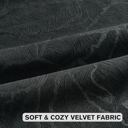 FUTEI Black Velvet Throw Pillow Covers 26x26 Inch Set of 2,Soft Embossed Leaf-Relief Textured Euro Pillow Shams,Natural Home Decor for Couch Living Room