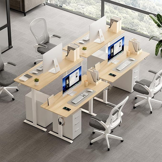63 x 28 Inch Electric Standing Desk Adjustable Height, Sit Stand Desk, Stand up Desk for Home Office, Computer Workstation (Spliced Desktop,Oak)