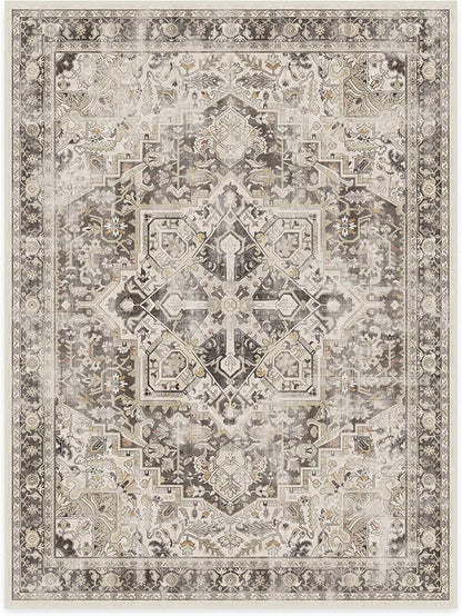 RUGGABLE Washable Vintage Area Rug – Kamran Hazel 9x12, Stain-Resistant, Non-Slip – Large Machine Washable Rugs for Living Room, Bedroom, Hallway, Entryway & Office–with Standard Pad