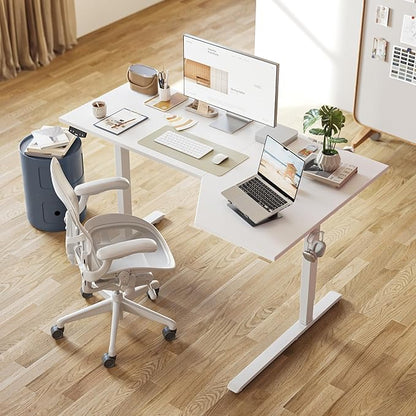 Agilestic Electric Standing Desk, L-Shaped 59 Inches Height Adjustable Desk, Sit and Stand up for Work Office Home, Ergonomic Rising Computer Table for Home Office with Splice Board, White