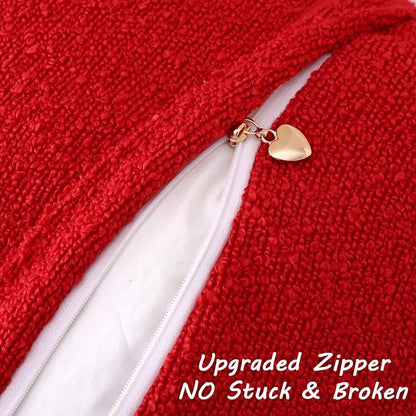 FUTEI Christmas Pack of 2 Red Decorative Throw Pillow Covers 20x20 Inch Soft Cozy Solid Boucle Textured Cushion Case,Modern Home Decor for Couch Bed Living Room