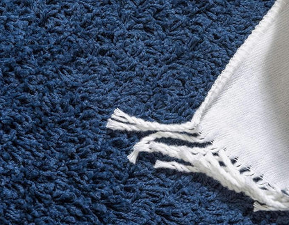 Unique Loom Solid Shag Collection Area Rug (7' 1" x 10' Rectangle, Sapphire Blue/ Navy Blue)
