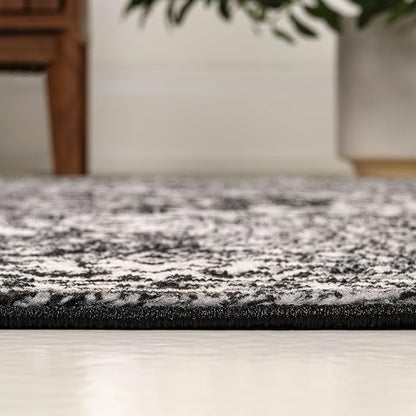 JONATHAN Y Vintage Medallion Indoor Area Rug Black 3X5, Modern Boho for Living Room, Bedroom, Kitchen, Office, Easy-Cleaning, High Traffic, Pet-Friendly, Non-Shedding MDP100D-3