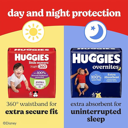 Huggies Size 7 Baby Diapers, Little Movers HuggFit 360° Baby Diapers with 360° Waistband, Size 7 (41+ lbs), 44 Count, Packaging May Vary