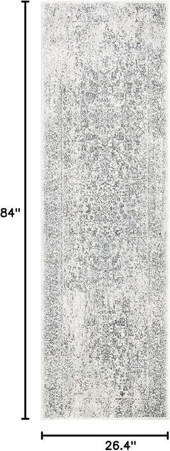 SAFAVIEH Evoke Collection 2'2" x 7' Ivory/Grey EVK256F Oriental Distressed Non-Shedding Living Room Entryway Foyer Hallway Bedroom Runner Rug