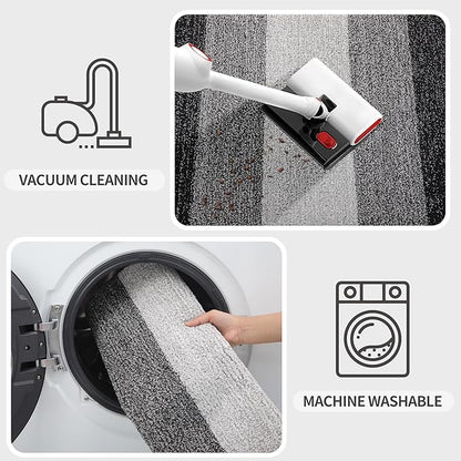 Kitinjoy Indoor Outdoor Door Mat, 47x24 Non-Slip Absorbent Dirt Trapper, Low-Profile Washable Inside Entrance Front Floor Mat, Sturdy Soft Entry Doormats for Entryway, Grey