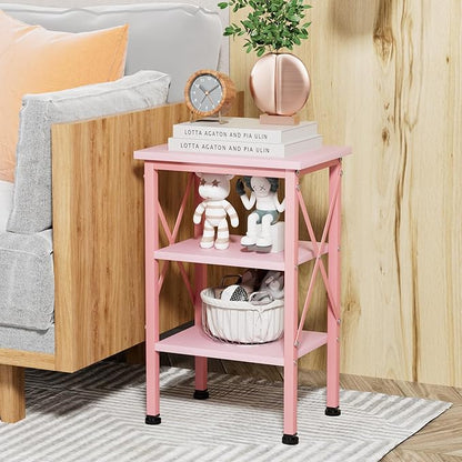 VECELO Modern Nightstands X-Design Side End Table Night Stand with Storage Shelf for Bedroom,Living Room