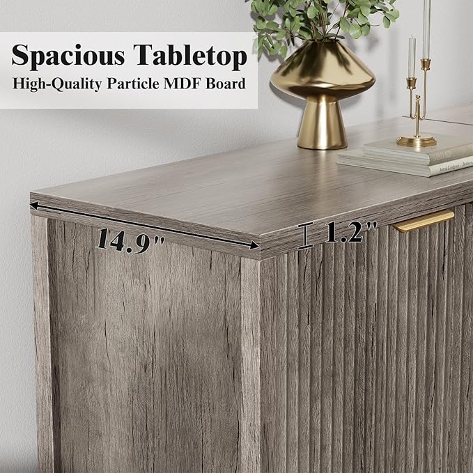 Sideboard Buffet Cabinet Set of 3, 31" Storage Cabinet with 2 Doors and Adjustable Shelves, Sideboard Console for Dinning Room, Kitchen and Living Room - Grey