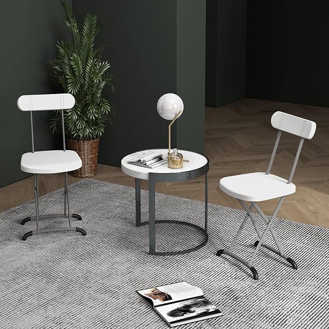 GYMAX Folding Chair, 400lbs Plastic Chairs Set with Steel Frame & Ergonomic Curved Back, Indoor & Outdoor Commercial Event Seat for Meeting, Wedding, Stackable Lightweight Folding Chairs (10, White)