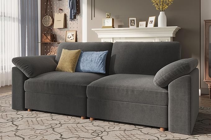 EASE MOOSE Comfty 2 Seat Couch,FSC Certified Modern Deep Seat Sectional Modular for Living Room