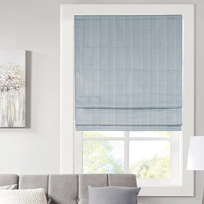 Madison Park Galen Cordless Roman Shade, 39"W x 64"H, Sheen Blue – Room Darkening, Thermal Insulated, Energy Efficient Window Blind with Subtle Sheen Basketweave Fabric for Privacy