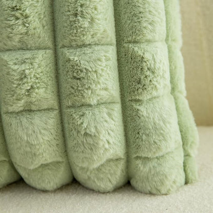 Neelvin Green Faux Fur Cozy Soft Plaid Decorative Throw Pillow Covers 20x20 inch Set of 2,Velvet Pillowcase Cushion Case for Sofa Couch