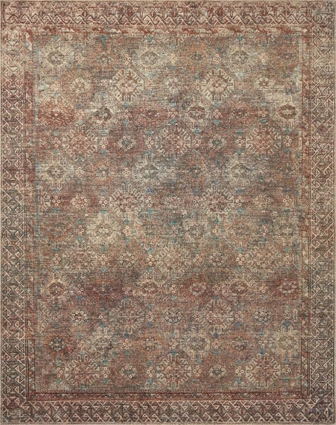 Loloi Amber Lewis Billie Collection BIL-04 Aqua/Rust 2'-6" x 12'-0", 0.19" Thick Runner Rug