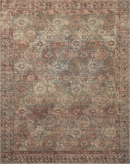 Loloi Amber Lewis Billie Collection BIL-04 Aqua/Rust 2'-6" x 12'-0", 0.19" Thick Runner Rug