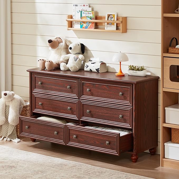 Farmhouse Dressers & Night Stand Set of 4, Wood 54" Wide Dresser & 35" Tall Chest of Drawers, 18" with Charging Station Nightstand Set of 2, Bedroom Furniture Dresser Set for Home Living Room Hallway