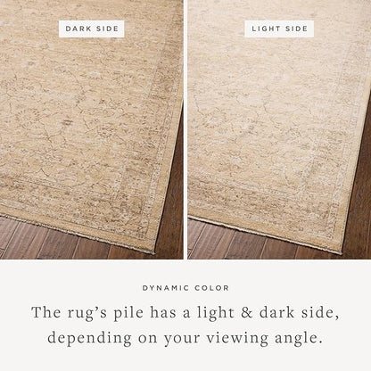 Loloi Chris Loves Julia Palma Collection PLM-10 Wheat/Bark 11'-6" x 15'-7" Fringe Area Rug Vintage Style Boho Living Room Bedroom Carpet