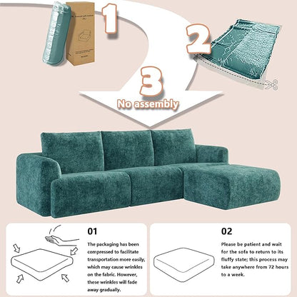EASE MOOSE Boneless Couch for Living Room, Sectional Cloud Sofa, Modular Cloud Couch Loveseat, 2-Seater Deep Seat Sofas with Pillow for Bedroom, Apartment, No Assembly Required, Chenille (Blue)