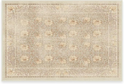 RUGGABLE x Morris & Co Machine Washable Area Rug – Pimpernel Vintage Stone 2x3, Stain-Resistant, Non-Slip – Small Rugs for Living Room, Bedroom, Hallway, Entryway & Bathroom–with Cushioned Pad