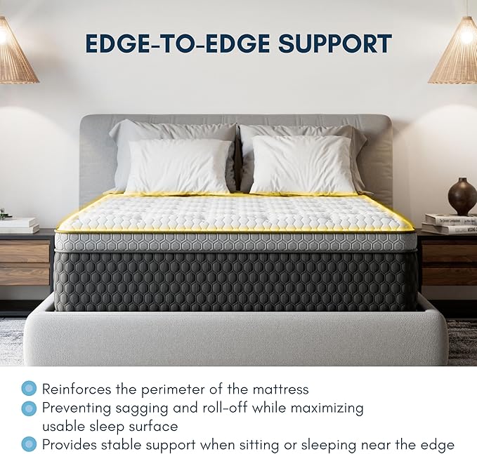 Diamond Mattress EquaLite Copper Cooled Hybrid Mattress, Queen Mattress 11-inch Firm, Greenguard Gold, CertiPUR-US Certified, Fiberglass-Free, Made in USA