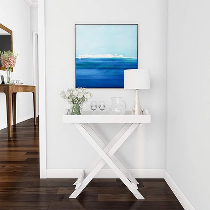 Folding TV Tray Table - Contemporary Side Table with Removable Tray Top for Food Serving, Decor, or Meals - Portable End Furniture for Living Room, Bedroom, or Home Office by Lavish Home (White)