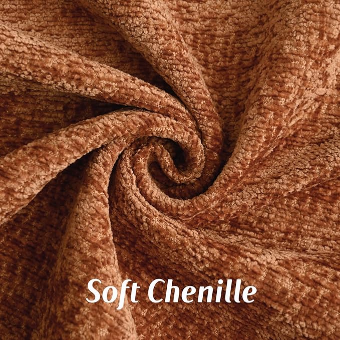 FUTEI Rust Chenille Throw Pillow Covers 18x18 Inch Set of 2,Soft Cozy Bound Edge Design Cushion Case,Home Decor for Couch Bed Living Room
