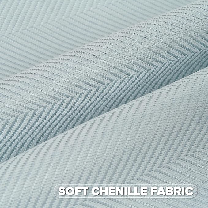 FUTEI Light Blue Chenille Throw Pillow Covers 12x20 Inch Set of 2,Soft Wide Chevron Textured Lumbar Pillow Cases,Farmhouse Home Decor for Couch Bed Living Room