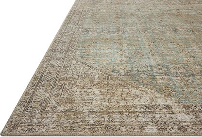 Loloi Amber Lewis Cambria Collection CBR-05 Aqua/Natural 8'-6" x 11'-6" Area Rug Jute, Neutral, Vintage Style, Antique Tone, Living, Bedroom, Dining, Carpet