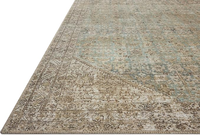 Loloi Amber Lewis Cambria Collection CBR-05 Aqua/Natural 2'-3" x 3'-9" Accent Rug Jute, Neutral, Vintage Style, Antique Tone, Living, Bedroom, Dining, Carpet