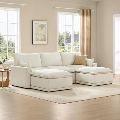 CHITA 113" Oversized Cloud Couch, Modern Modular Sectional Sofa Set for Living Room, 5 Seater U Shaped Sectional Couch, Cream