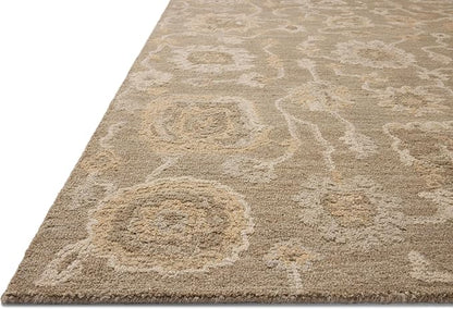 Loloi Chris Loves Julia Dorothea Collection DRT-01 Oak/Natural 2'-6" x 9'-9" Runner Rug Wool Neutral Floral Living Room Bedroom Carpet