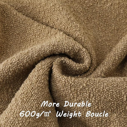 FUTEI Pack of 2 Khaki Decorative Throw Pillow Covers 24x24 Inch Soft Cozy Solid Boucle Textured European Cushion Case,Modern Home Decor for Couch Bed Living Room