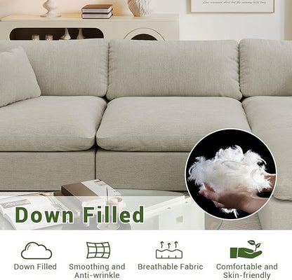 Oversize Cloud Modular Sectional Sofa,Chaise Down Filled Comfort Sofa Detachable Couch Cushion Covers for Living Room Apartment