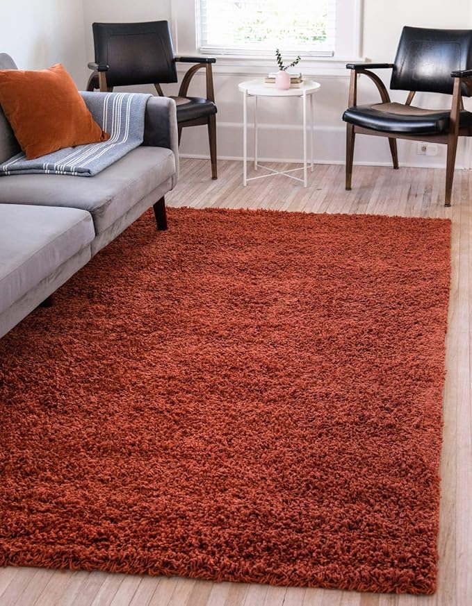 Unique Loom Solid Shag Collection Area Rug (3' 3" x 5' 3" Rectangle, Terracotta)