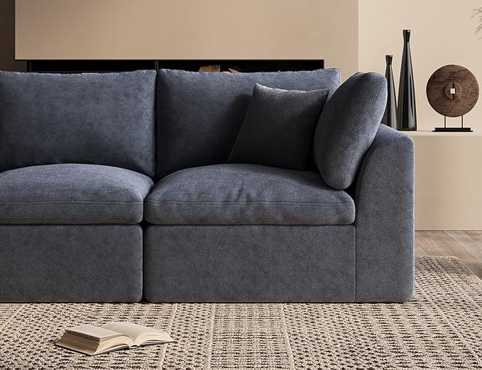 Oversized Cloud Couches for Living Room, Convertible Sectional Couch with Ottoman, 7 Seater Large Modular Sectional Sofa, Grey