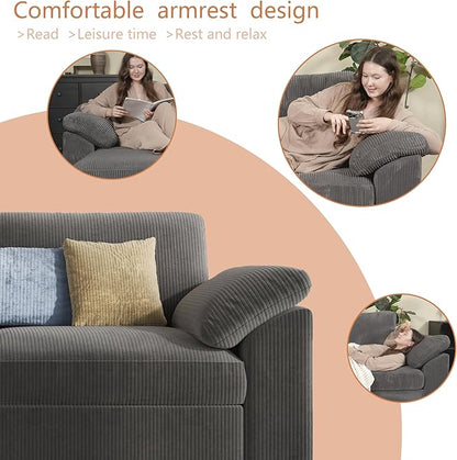 EASE MOOSE Oversized Modular Sectional Sofa with Ottoman, Modern Wide Deep Modular Couch, U Shaped Couch for Big Spaces Living Room,Dark Grey