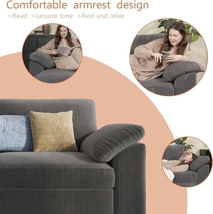 EASE MOOSE Sectional Modular Sofa,Oversized U Shape Sectional Couch Wide Deep Seat Modular Cloud Couch,Dark Grey