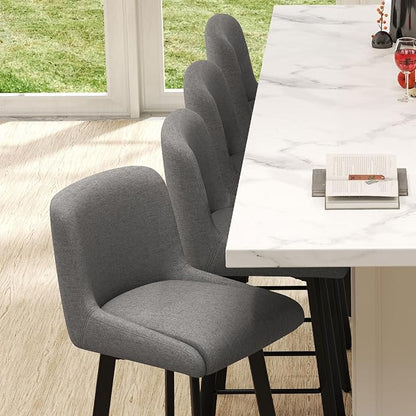Swivel Bar Stools Set of 2, 26''H Upholstered Barstools with Backs, Modern Counter Height Bar Stool Chairs for Kitchen Island, Metal Legs, Fabric, Gray Counter Stools