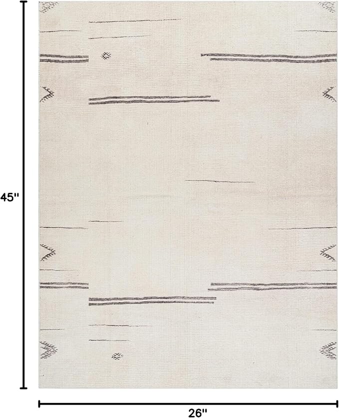 Livabliss x Becki Owens Rivi Moroccan Area Rug , 2'2" x 3'9", Cream/Charcoal