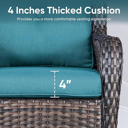 9-Piece Outdoor Patio Cushion Set - Fade & Water Resistant with Removable Olefin Cover, 22x24x4 Inch Memory Foam Cushions for Wicker Sectional Sofa – Peacock Green/Buckle