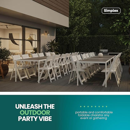 SIMPLEX White Stackable Folding Chairs with Padded Seat & Mesh Back, Padded Indoor/Outdoor Folding Chair, Lightweight Foldable Chairs, Weight Capacity 800LBs (72 Pack)