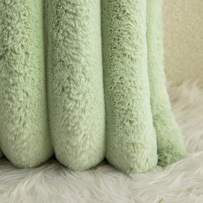 Neelvin Green Faux Fur Cozy Soft Striped Decorative Throw Pillow Covers 18x18 inch Set of 2,Velvet Pillowcase Cushion Case for Sofa Couch