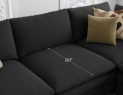 Txtin's Cloud Couches for Living Room L Shaped Sectional Couch with Ottoman Deep Plush 4 Seats Sofa Modern Sofa for Apartment Black