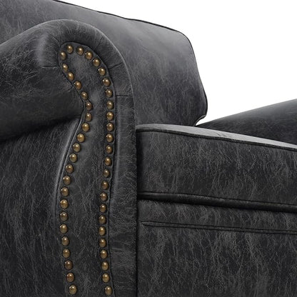 Living Room Furniture Sets,Mid-Century Vintage Sofa Couches with Rivet Design (Grey, Single+Loveseat)